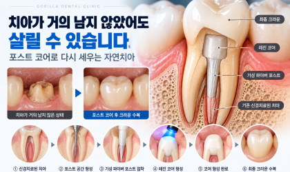 치아가 거의 남지 않았는데 살릴 수 있을까요? 포스트 코어와 페룰 효과